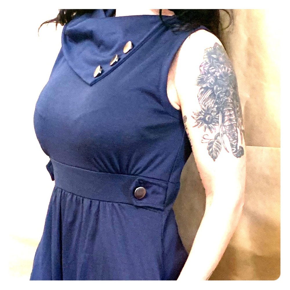 Monteau button collared navy blue dress 👗
